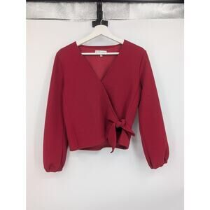 Texture & Thread Madewell XS Crepe Long Sleeve Side Tie Wrap Top Career Office